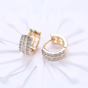 Crystals 15mm Pave Triple Row Huggie  Earring