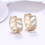 Austrian Crystal Curved Hollow Huggies Set in 18K Gold - ALILY 
