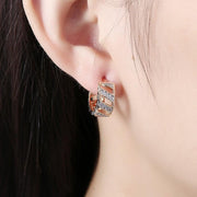 Austrian Crystal Curved Hollow Huggies Set in 18K Gold - ALILY 