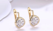 14K Gold Plating White  Daisy Design Circular Clip On Earrings