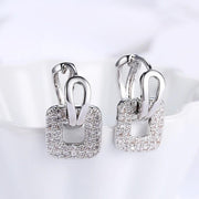 Micro-Pav'e Swarovski Crystal Square Shaped Earrings Set in 18K White Gold, Earring, ALILY , ALILY  fashion jewelry, cheap jewelry, jewelry for mom, 