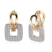 Pave Sqaure Huggie Earring in 18K Gold Plated
