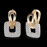 Pave Sqaure Huggie Earring in 18K Gold Plated