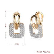 Pave Sqaure Huggie Earring in 18K Gold Plated
