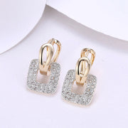 Pave Sqaure Huggie Earring in 18K Gold Plated