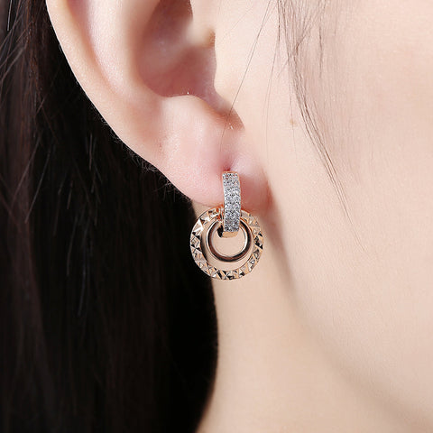 Pave Sqaure Huggie Earring in 18K Gold Plated