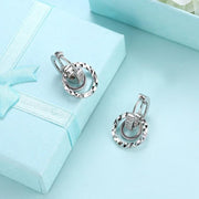 Swarovski Crystal Hammered Design Circular Earrings Set in 18K White Gold - ALILY  www..com fashion jewelry for women