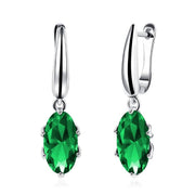 Emerald Oval Cut Earrings Set in 18K White Gold - ALILY 