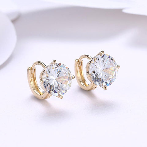 Crystals 10mm Diamond Created Huggie  Earring