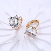 Austrian Crystal Huggies Set in 18K White Gold - ALILY 