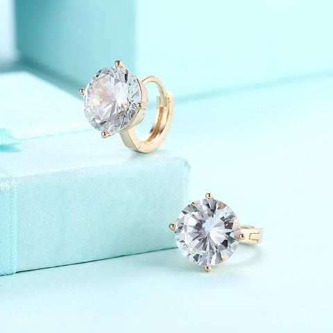 Austrian Crystal Huggies Set in 18K White Gold - ALILY 