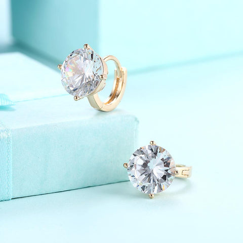 Crystals 10mm Diamond Created Huggie  Earring