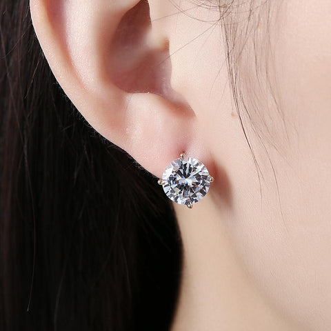 Crystals 10mm Diamond Created Huggie  Earring