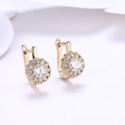 Austrian Crystal Micro Pav'e Bursting Star Leverback Earrings Set in 18K Gold - ALILY 