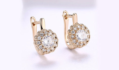 14K Gold Plating Large Floral White Sapphire Pav&