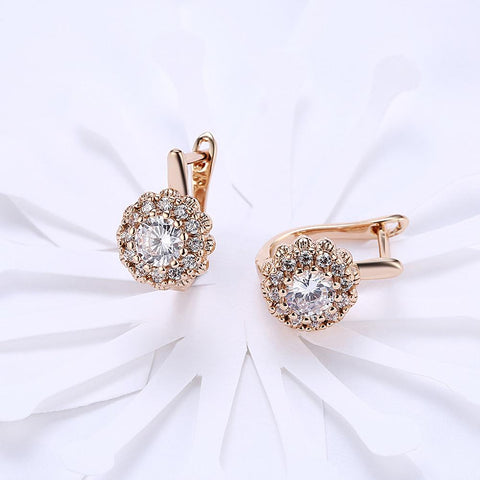 14K Gold Plating Large Floral White Pav&