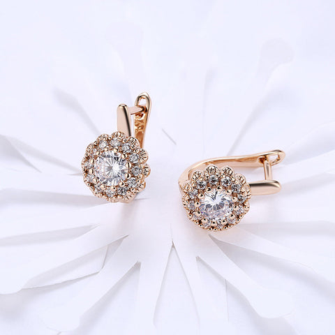 14K Gold Plating Large Floral White Sapphire Pav&