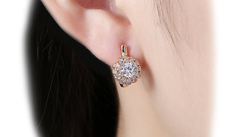 14K Gold Plating Large Floral White Sapphire Pav&