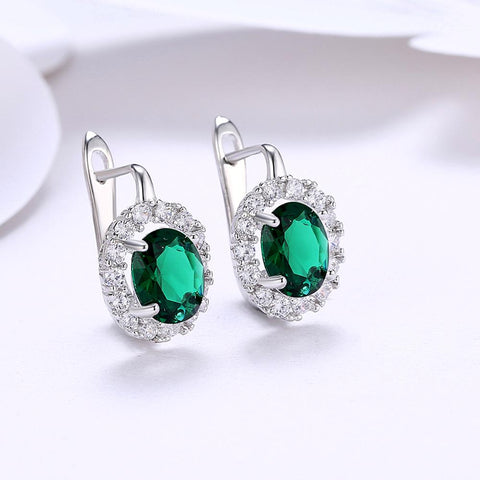 Green Swarovski Elements Leverback Earrings in 18K White Gold, Earring, ALILY , ALILY   jewelryjewelry deals, swarovski crystal jewelry, groupon jewelry,, jewelry for mom, 