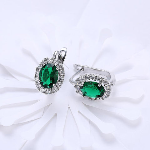 Green Swarovski Elements Leverback Earrings in 18K White Gold, Earring, ALILY , ALILY   jewelryjewelry deals, swarovski crystal jewelry, groupon jewelry,, jewelry for mom, 