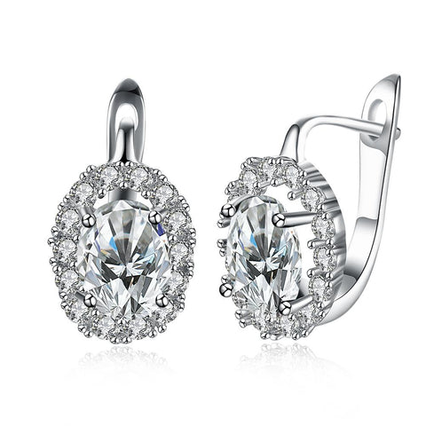 White  Elements Leverback Earrings in 18K White Gold