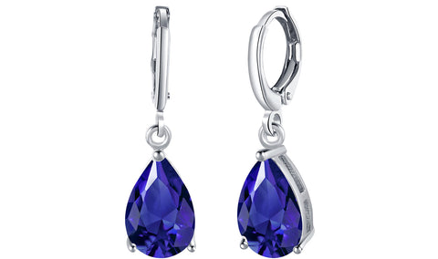 14K Gold Plating Sleek Gemstone Pear Cut Drop Earrings - 3 Options Available