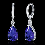 1.50 Ct Sapphire Pear Cut Drop Earring in 18K White Gold Plated