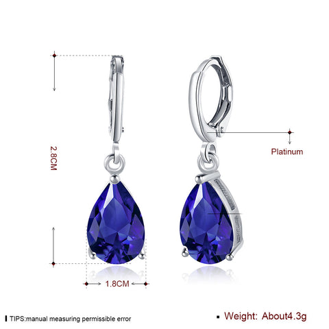 1.50 Ct Sapphire Pear Cut Drop Earring in 18K White Gold Plated