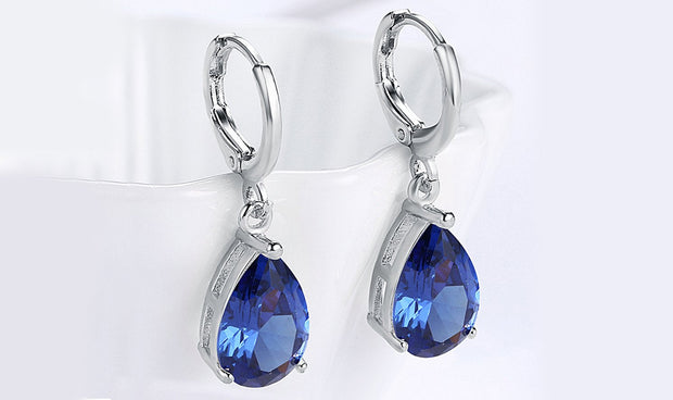 14K Gold Plating Sleek Elements Pear Cut Drop Earrings - 3 Options Available ITALY Design