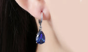 14K Gold Plating Sleek Elements Pear Cut Drop Earrings - 3 Options Available ITALY Design