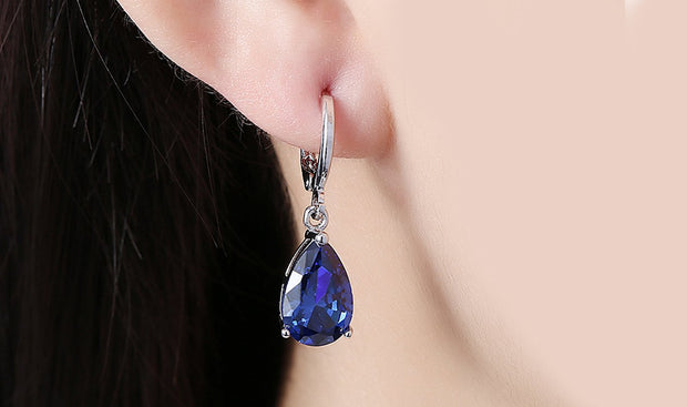 14K Gold Plating Sleek Elements Pear Cut Drop Earrings - 3 Options Available ITALY Design