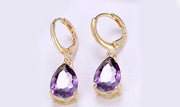 14K Gold Plating Sleek Gemstone Pear Cut Drop Earrings - 3 Options Available
