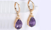 14K Gold Plating Sleek Elements Pear Cut Drop Earrings - 3 Options Available ITALY Design