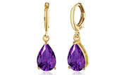 14K Gold Plating Sleek Elements Pear Cut Drop Earrings - 3 Options Available ITALY Design