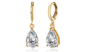 14K Gold Plating Sleek Elements Pear Cut Drop Earrings - 3 Options Available ITALY Design