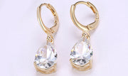 14K Gold Plating Sleek Gemstone Pear Cut Drop Earrings - 3 Options Available