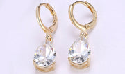 14K Gold Plating Sleek Elements Pear Cut Drop Earrings - 3 Options Available ITALY Design