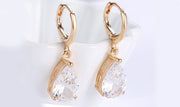 14K Gold Plating Sleek Elements Pear Cut Drop Earrings - 3 Options Available ITALY Design