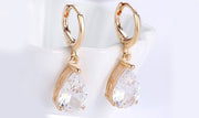 14K Gold Plating Sleek Gemstone Pear Cut Drop Earrings - 3 Options Available