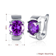 1.00 Ct Amethyst Round Cut Huggie Earring in 18K White Gold Plated