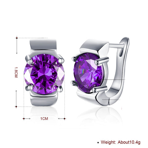 1.00 Ct Amethyst Round Cut Huggie Earring in 18K White Gold Plated