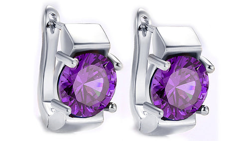 14K Gold Plating Large Princess Cut Gemstone Abstract Huggies - Two Options Available