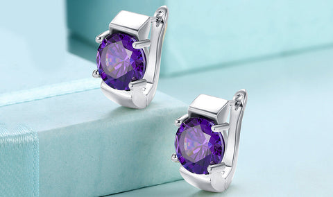 14K Gold Plating Large Princess Cut Gemstone Abstract Huggies - Two Options Available