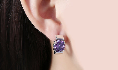 14K Gold Plating Large Princess Cut Gemstone Abstract Huggies - Two Options Available