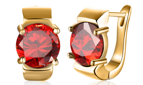 14K Gold Plating Large Princess Cut Gemstone Abstract Huggies - Two Options Available