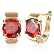 1.00 Ct Ruby Round Cut Huggie Earring in 18K Gold Plated