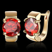 1.00 Ct Ruby Round Cut Huggie Earring in 18K Gold Plated