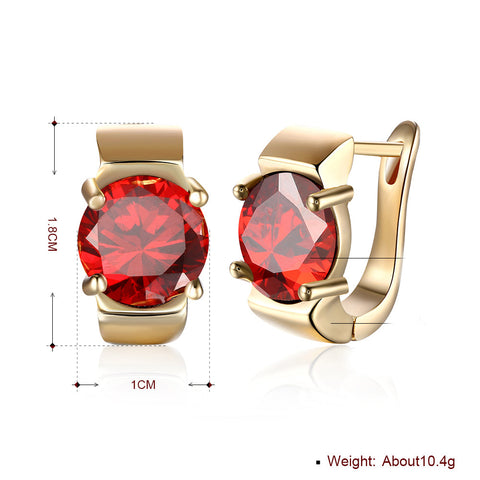 1.00 Ct Ruby Round Cut Huggie Earring in 18K Gold Plated