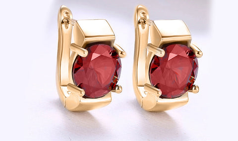 14K Gold Plating Large Princess Cut Gemstone Abstract Huggies - Two Options Available