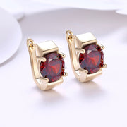 1.00 Ct Ruby Round Cut Huggie Earring in 18K Gold Plated
